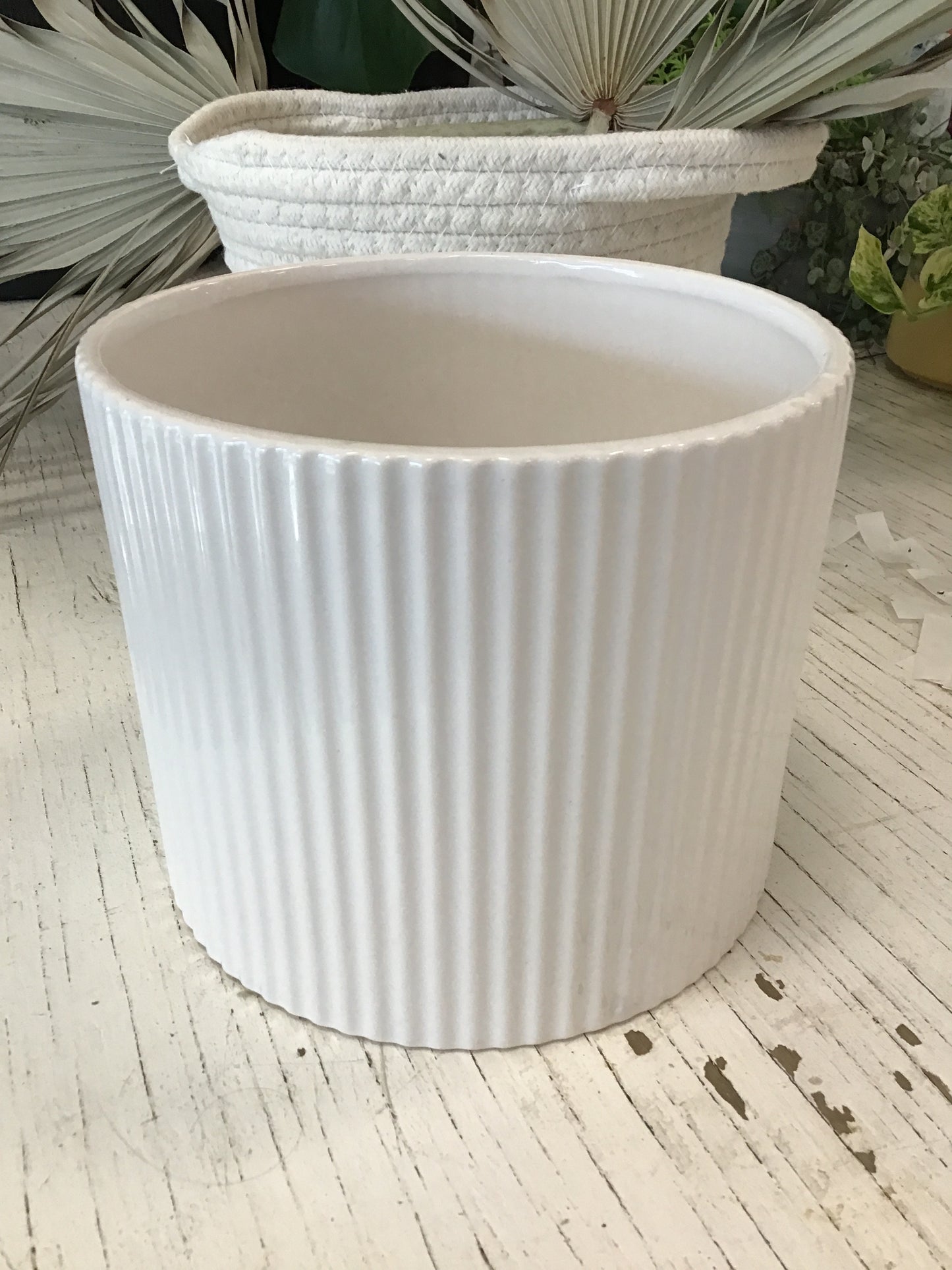 White Glazed Ribbed