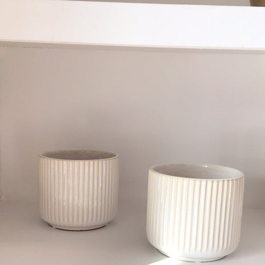 White Beige Ceramic Striped