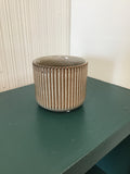4” Taupe Ribbed Ceramic Pot