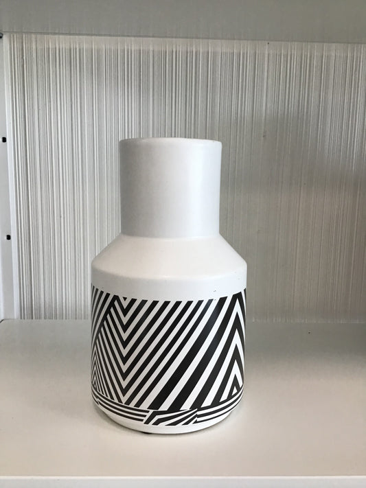 Black and White Striped Vase