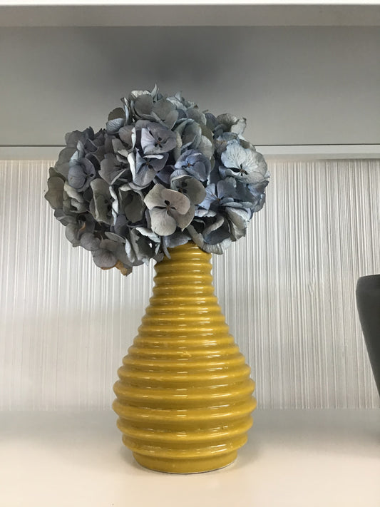 Yellow Ribbed Vase